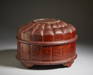 Arte Cinese : Grande scatola porta vivande in lacca  Cina, dinastia Qing, XIX secolo  - Asta Asta 373 | ARTE ORIENTALE E ISLAMICA - ARTE ORIENALE E WUNDERKAMMER Online - Associazione Nazionale - Case d'Asta italiane