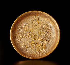 Arte Cinese - Piatto in lacca dorata  Cina, dinastia Qing, XIX secolo