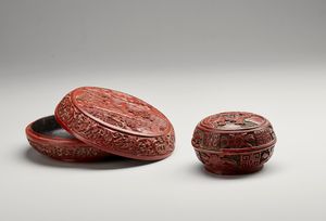 Arte Cinese : Gruppo di otto contenitori in lacca  Cina, dinastia Qing, XVIII- XIX secolo  - Asta Asta 373 | ARTE ORIENTALE E ISLAMICA - ARTE ORIENALE E WUNDERKAMMER Online - Associazione Nazionale - Case d'Asta italiane