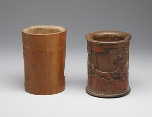 Arte Cinese : Due portapennelli (bitong) in bamboo  Cina, dinastia Qing, XIX secolo  - Asta Asta 373 | ARTE ORIENTALE E ISLAMICA - ARTE ORIENALE E WUNDERKAMMER Online - Associazione Nazionale - Case d'Asta italiane
