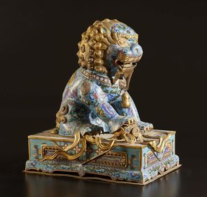 Arte Cinese - Grande leone cloisonn  Cina, XX secolo