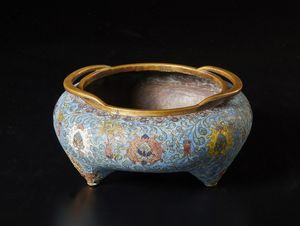 Arte Cinese - Incensiere cloisonn  Cina, periodo Repubblica