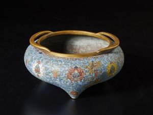 Arte Cinese : Incensiere cloisonn�  Cina, periodo Repubblica  - Asta Asta 373 | ARTE ORIENTALE E ISLAMICA - ARTE ORIENALE E WUNDERKAMMER Online - Associazione Nazionale - Case d'Asta italiane