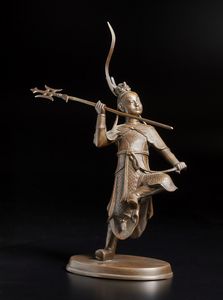 Arte Cinese - Figura di guerriero in bronzo  Cina, dinastia Qing, XVIII secolo