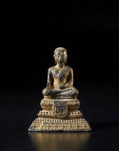 Arte Sud-Est Asiatico - Scultura in bronzo dorato raffigurante Buddha  Tailandia, Rattanakosin, XIX secolo