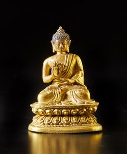 Arte Cinese - Buddha in bronzo dorato  Cina, dinastia Qing, XIX secolo