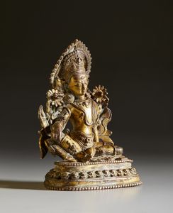 Arte Himalayana : Figura di Indra in bronzo dorato  Nepal, XVIII secolo  - Asta Asta 373 | ARTE ORIENTALE E ISLAMICA - ARTE ORIENALE E WUNDERKAMMER Online - Associazione Nazionale - Case d'Asta italiane