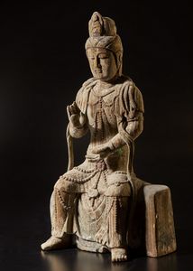 Arte Cinese : Coppia di Guanyin in legno  Cina, inizi XX secolo  - Asta Asta 373 | ARTE ORIENTALE E ISLAMICA - ARTE ORIENALE E WUNDERKAMMER Online - Associazione Nazionale - Case d'Asta italiane