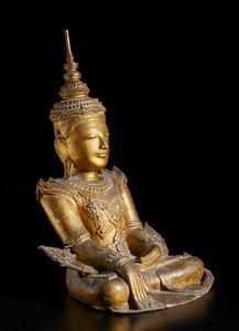 Arte Sud-Est Asiatico : Grande Buddha in lacca  Birmania, regno Ayutthaya, XVIII secolo  - Asta Asta 373 | ARTE ORIENTALE E ISLAMICA - ARTE ORIENALE E WUNDERKAMMER Online - Associazione Nazionale - Case d'Asta italiane