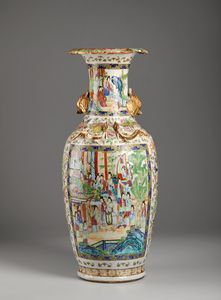Arte Cinese - Grande vaso in porcellana Canton  Cina, dinastia Qing, XIX secolo