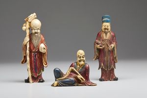 Arte Cinese : Gruppo di sei intagli in pietra saponaria Cina, dinastia Qing, XIX secolo  - Asta Asta 373 | ARTE ORIENTALE E ISLAMICA - ARTE ORIENALE E WUNDERKAMMER Online - Associazione Nazionale - Case d'Asta italiane