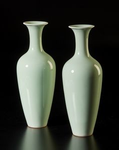 Arte Cinese - Coppia di vasi monocromi turchesi  Cina, inizio XX secolo