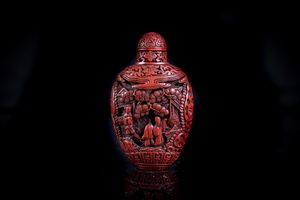 Arte Cinese - Tabacchiera in lacca cinabro  Cina, dinastia Qing, XVIII secolo