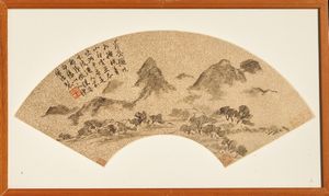 Arte Cinese : Sette ventagli realizzati a stampa entro cornice Cina, XX secolo  - Asta Asta 373 | ARTE ORIENTALE E ISLAMICA - ARTE ORIENALE E WUNDERKAMMER Online - Associazione Nazionale - Case d'Asta italiane