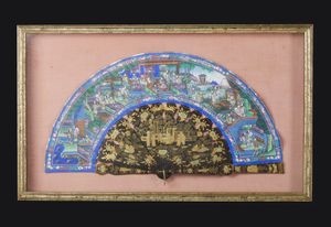 Arte Cinese : Ventaglio Canton dipinto Cina, dinastia Qing, XIX secolo  - Asta Asta 373 | ARTE ORIENTALE E ISLAMICA - ARTE ORIENALE E WUNDERKAMMER Online - Associazione Nazionale - Case d'Asta italiane