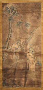 Arte Cinese : Dipinto con gruppo di monaci Cina, dinastia Qing, XIX secolo  - Asta Asta 373 | ARTE ORIENTALE E ISLAMICA - ARTE ORIENALE E WUNDERKAMMER Online - Associazione Nazionale - Case d'Asta italiane