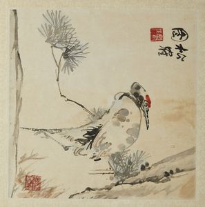 Arte Cinese - Dipinto su carta raffigurante volatile Cina, inizi XX secolo