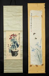Arte Cinese - Due dipinti su carta  Cina, dinastia Qing, XIX secolo