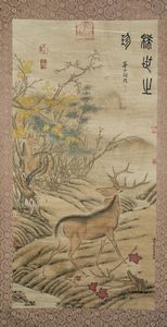 Arte Cinese : Dipinto su seta raffigurante un cervo  Cina, XX secolo  - Asta Asta 373 | ARTE ORIENTALE E ISLAMICA - ARTE ORIENALE E WUNDERKAMMER Online - Associazione Nazionale - Case d'Asta italiane