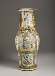 Arte Cinese - Vaso a balaustro Canton Cina, dinastia Qing, XIX secolo
