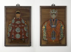 Arte Cinese - Coppia di dipinti su vetro  Cina, dinastia Qing, XIX secolo