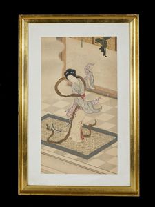 Arte Cinese : Lotto composto da quattro dipinti ed un grande ricamo Cina, XIX-XX secolo  - Asta Asta 373 | ARTE ORIENTALE E ISLAMICA - ARTE ORIENALE E WUNDERKAMMER Online - Associazione Nazionale - Case d'Asta italiane