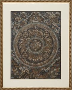 Arte Himalayana - Thangka in cornice Nepal, XX secolo
