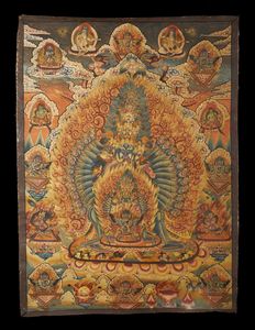 Arte Himalayana : Dipinto con fiori e thangka con divinit� irata  Cina e Nepal, XIX - XX secolo  - Asta Asta 373 | ARTE ORIENTALE E ISLAMICA - ARTE ORIENALE E WUNDERKAMMER Online - Associazione Nazionale - Case d'Asta italiane