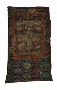 Arte Himalayana - Thangka  raffigurante Tara Bianca Tibet, XX secolo