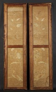 Arte Cinese : Coppia di pannelli a ricamo Cina, dinastia Qing, XIX secolo  - Asta Asta 373 | ARTE ORIENTALE E ISLAMICA - ARTE ORIENALE E WUNDERKAMMER Online - Associazione Nazionale - Case d'Asta italiane