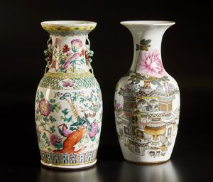 Arte Cinese - Due vasi in porcellana famiglia verde  Cina, XX secolo