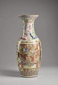 Arte Cinese - Grande vaso Canton con chilong  Cina, inizi XX secolo