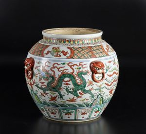 Arte Cinese - Grande giara wucai in ceramica Cina, XX secolo