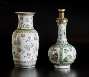 Arte Cinese : Grande vaso famiglia rosa e vaso globulare wucai  Cina, dinastia Qing, XIX secolo  - Asta Asta 373 | ARTE ORIENTALE E ISLAMICA - ARTE ORIENALE E WUNDERKAMMER Online - Associazione Nazionale - Case d'Asta italiane