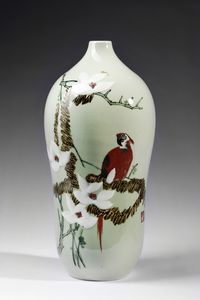 Arte Cinese - Vaso celadon con pappagallo Cina, sec. XX