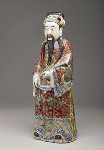 Arte Cinese : Lotto composto da cinque grandi vasi e una grande figura taoista in porcellana  Cina, XIX - XX secolo  - Asta Asta 373 | ARTE ORIENTALE E ISLAMICA - ARTE ORIENALE E WUNDERKAMMER Online - Associazione Nazionale - Case d'Asta italiane