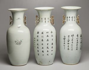 Arte Cinese : Gruppo di cinque vasi a balaustro  Cina, prima met� XX secolo  - Asta Asta 373 | ARTE ORIENTALE E ISLAMICA - ARTE ORIENALE E WUNDERKAMMER Online - Associazione Nazionale - Case d'Asta italiane