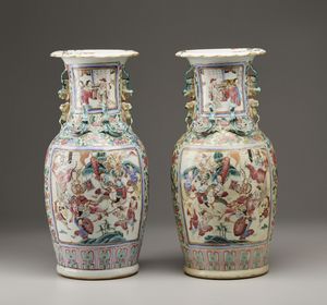 Arte Cinese : Coppia di grandi vasi Canton  Cina, XX secolo  - Asta Asta 373 | ARTE ORIENTALE E ISLAMICA - ARTE ORIENALE E WUNDERKAMMER Online - Associazione Nazionale - Case d'Asta italiane