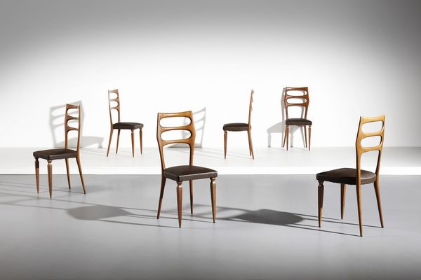 DASSI MOBILI MODERNI : attribuito. Sei Sedie  - Asta Asta 374 | DESIGN E ARTI DECORATIVE DEL NOVECENTO Virtuale - Associazione Nazionale - Case d'Asta italiane