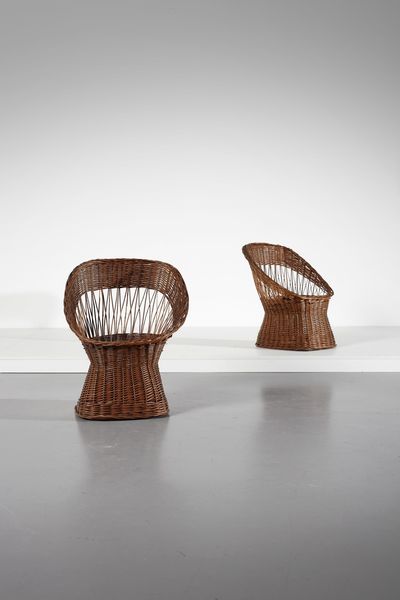 MANIFATTURA ITALIANA : Coppia di poltroncine  - Asta Asta 374 | DESIGN E ARTI DECORATIVE DEL NOVECENTO Virtuale - Associazione Nazionale - Case d'Asta italiane