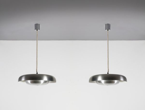 CUNIBERTI PIRRO : Coppia di lampade a sospensione produzione Sirrah  - Asta Asta 374 | DESIGN E ARTI DECORATIVE DEL NOVECENTO Virtuale - Associazione Nazionale - Case d'Asta italiane