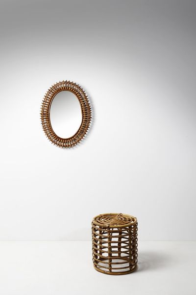 MANIFATTURA ITALIANA : Sgabello con specchio  - Asta Asta 374 | DESIGN E ARTI DECORATIVE DEL NOVECENTO Virtuale - Associazione Nazionale - Case d'Asta italiane