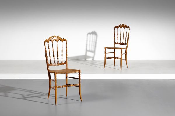 FRATELLI SANGUINETI : Coppia di sedie Chiavarine  - Asta Asta 374 | DESIGN E ARTI DECORATIVE DEL NOVECENTO Virtuale - Associazione Nazionale - Case d'Asta italiane