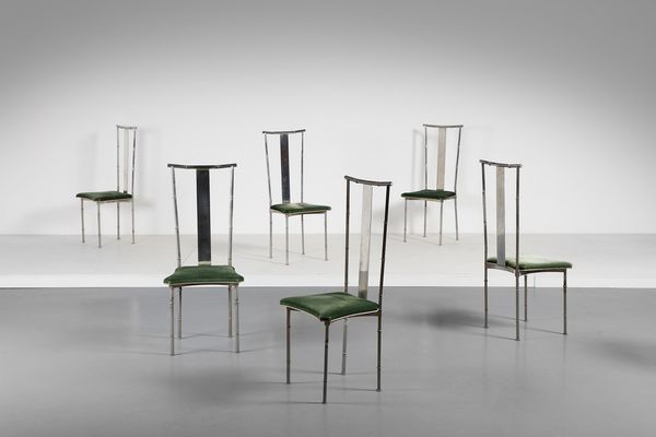 REGA ROMEO (1925 - 1984) : attribuito. Sei sedie  - Asta Asta 374 | DESIGN E ARTI DECORATIVE DEL NOVECENTO Virtuale - Associazione Nazionale - Case d'Asta italiane