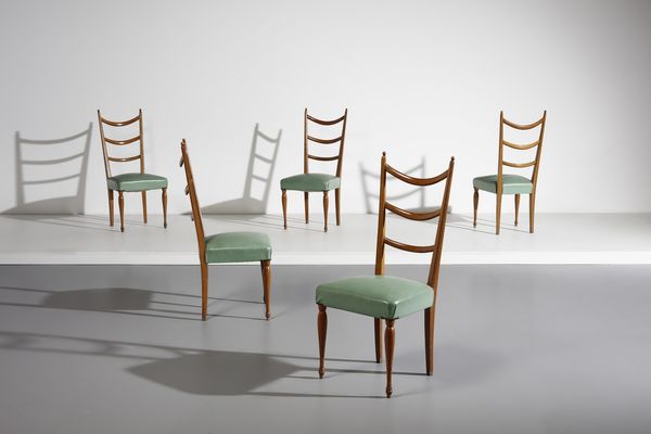 MANIFATTURA ITALIANA : Cinque sedie  - Asta Asta 374 | DESIGN E ARTI DECORATIVE DEL NOVECENTO Virtuale - Associazione Nazionale - Case d'Asta italiane