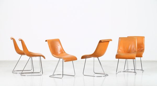 OFFREDI GIOVANNI (n. 1927) : Attribuito. Sei sedie per Saporiti per Saporiti  - Asta Asta 374 | DESIGN E ARTI DECORATIVE DEL NOVECENTO Virtuale - Associazione Nazionale - Case d'Asta italiane