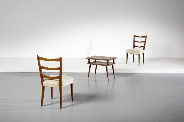 WENTER MARINI GIORGIO : Coppia di sedie con tavolino  - Asta Asta 374 | DESIGN E ARTI DECORATIVE DEL NOVECENTO Virtuale - Associazione Nazionale - Case d'Asta italiane