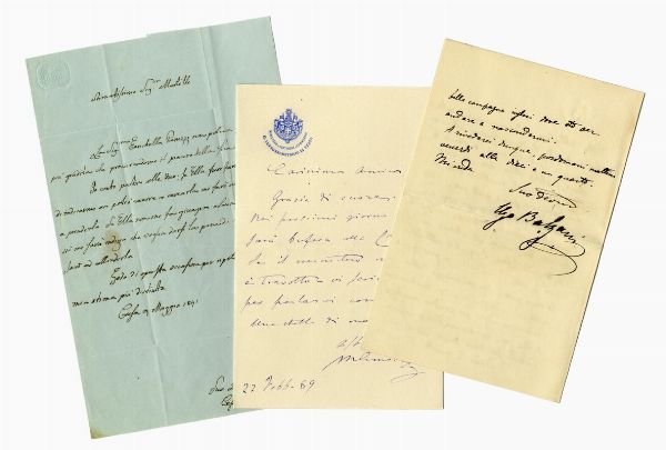 Raccolta di 120 lettere, biglietti e cartoline autografe o con firme autografe di politici, pittori, poeti, esploratori, bibliotecari, archivisti ecc.  - Asta 	Libri, autografi e manoscritti - Associazione Nazionale - Case d'Asta italiane