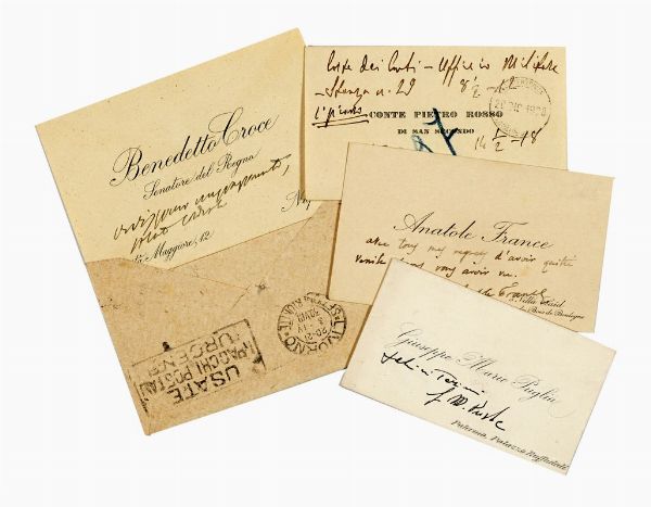 Raccolta di 22 biglietti da visita, alcuni con annotazioni e firme autografe.  - Asta 	Libri, autografi e manoscritti - Associazione Nazionale - Case d'Asta italiane