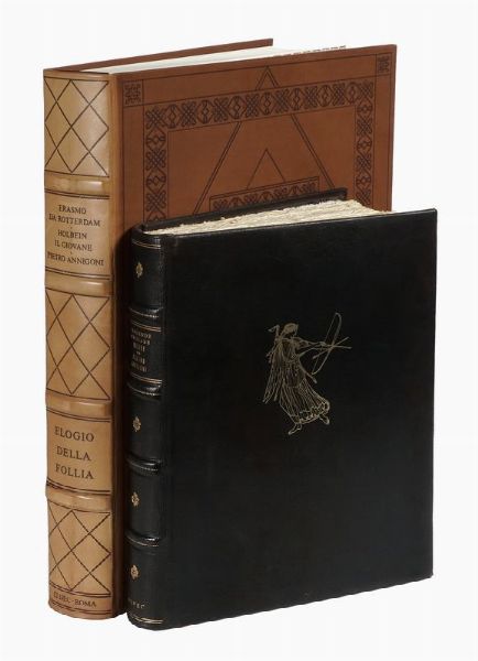 ERASMUS ROTERODAMUS : Elogio della Follia. Testo originale latino e traduzione italiana con le 82 vignette marginali disegnate da Hans Holbein il Giovane e 31 tavole di Pietro Annigoni.  - Asta 	Libri, autografi e manoscritti - Associazione Nazionale - Case d'Asta italiane